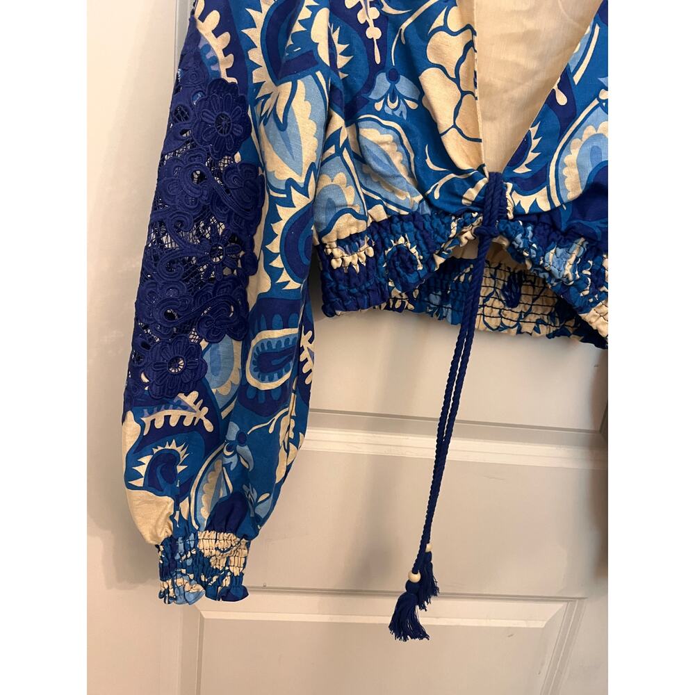 House of Harlow Linen Blend Top & Tiered Maxi Skirt Set S Boho Chic Cottagecore - Picture 9 of 12